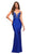 La Femme - 30466 Lace Bodice Sheath Gown In Blue