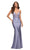La Femme - 30466 Lace Bodice Sheath Gown In Purple