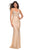 La Femme - 30466 Lace Bodice Sheath Gown In Champagne & Gold