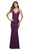 La Femme - 30474 Beaded Applique Sheath Gown Special Occasion Dress 00 / Dark Berry