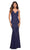 La Femme - 30482 Deep V-Neck Sheath Gown Special Occasion Dress 00 / Navy
