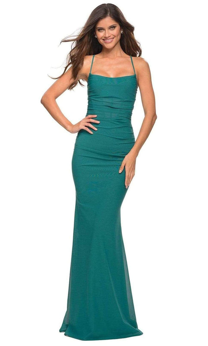 La Femme - 30493 Spaghetti Strap Sheath Dress Evening Dresses 00 / Emerald