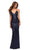La Femme - 30496 Sequin-Ornate Long Gown Special Occasion Dress 00 / Navy