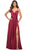 La Femme - 30512 V-Neck High Slit Satin Dress Prom Dresses 00 / Wine