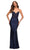La Femme - 30521 Lace Bodice Jersey Gown Special Occasion Dress 00 / Navy