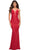 La Femme - 30545 V-Neck Cutout Jersey Gown Evening Dresses 00 / Red