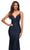 La Femme 30589 - Beaded Ruche-Ornate Gown Special Occasion Dress 00 / Navy