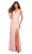 La Femme - 30604 V-Neck High Slit Gown Special Occasion Dress 00 / Light Pink