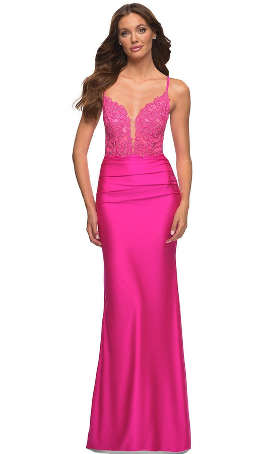 La Femme 30606 - V-Neck Sheath Evening Dress