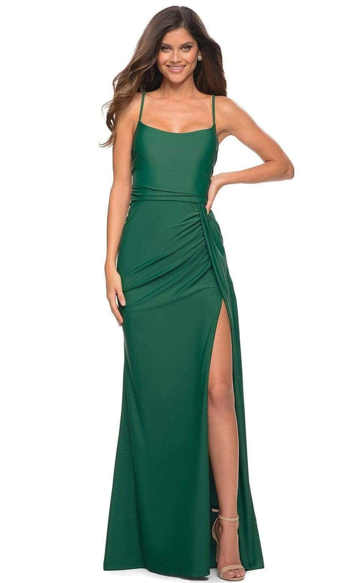 La Femme - 30610 Scoop Neck Slit Long Gown – Couture Candy