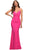 La Femme 30611 - Knot Style Sheath Gown Special Occasion Dress 00 / Neon Pink