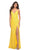 La Femme - 30620 Draped High Slit Sequin Gown Special Occasion Dress 00 / Yellow
