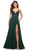 La Femme 30639 - Floral Lace V-Neck Evening Gown Special Occasion Dress 00 / Dark Emerald