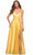 La Femme 30662 - Cross Bodice Satin Gown Special Occasion Dress 00 / Yellow