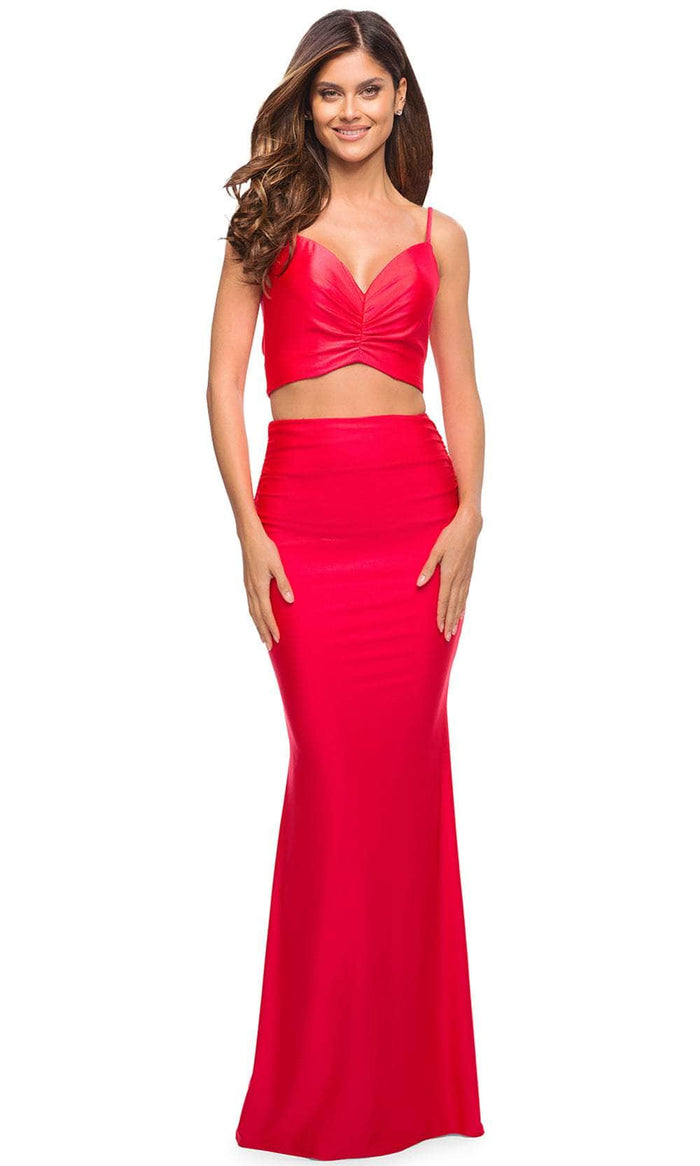 La Femme 30678 - Neon Two-Piece Evening Dress Special Occasion Dress 00 / Hot Coral