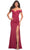 La Femme 30703 - Ruched Sheath Gown Special Occasion Dress 00 / Wine