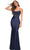 La Femme - 30728 Beaded Lace Trumpet Gown Evening Dresses 00 / Navy