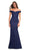 La Femme - 30736 Ruched V-Neck Mermaid Gown Special Occasion Dress 00 / Navy