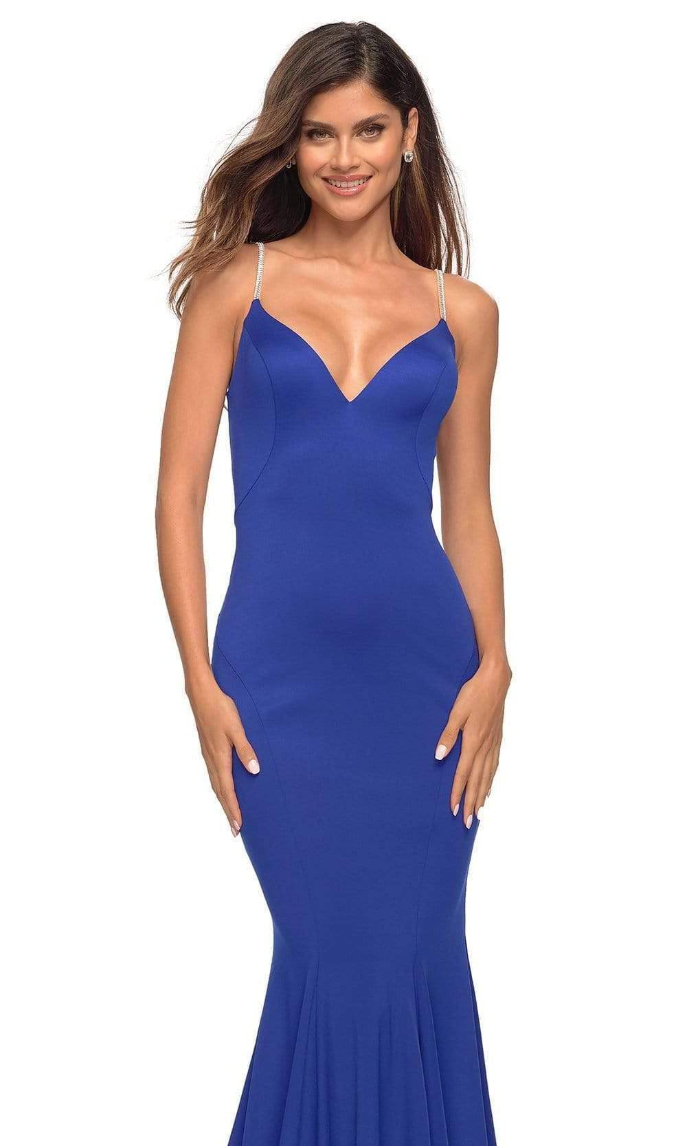 La Femme - 30785 V-Neck Jersey Long Dress – Couture Candy