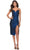 La Femme 30937 - V-Neck Ruched Metallic Formal Dress Evening Dress 00 / Navy