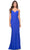 La Femme 31107 - V-Neckline Ruched Evening Dress Special Occasion Dress 00 / Royal Blue