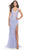 La Femme 31125 - Embroidered V-Neck Evening Gown Special Occasion Dress 00 / Light Periwinkle