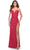 La Femme 31127 - Lace-Up Back Ruched Prom Gown Special Occasion Dress 00 / Red