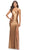 La Femme 31208 - Metallic Lace Up Prom Dress Special Occasion Dress 00 / Bronze