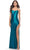 La Femme 31208 - Metallic Lace Up Prom Dress Special Occasion Dress 00 / Teal