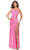 La Femme 31213 - Sequin Embellished One Sleeve Evening Gown Special Occasion Dress 00 / Neon Pink