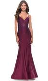 La Femme 31220 - Rhinestone Ornate Mermaid Prom Dress Special Occasion Dress 00 / Dark Berry3