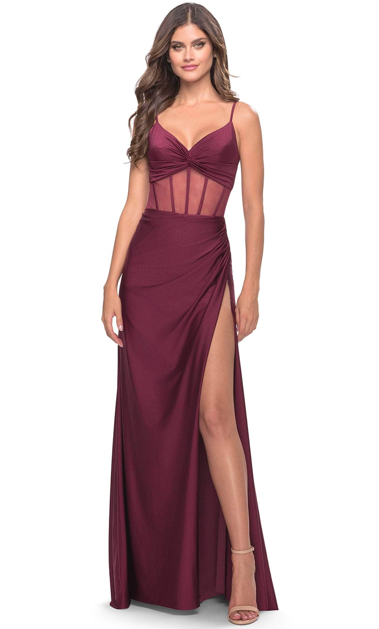La Femme 31229 - Sweetheart Sheer Corset Long Prom Dress – Couture Candy