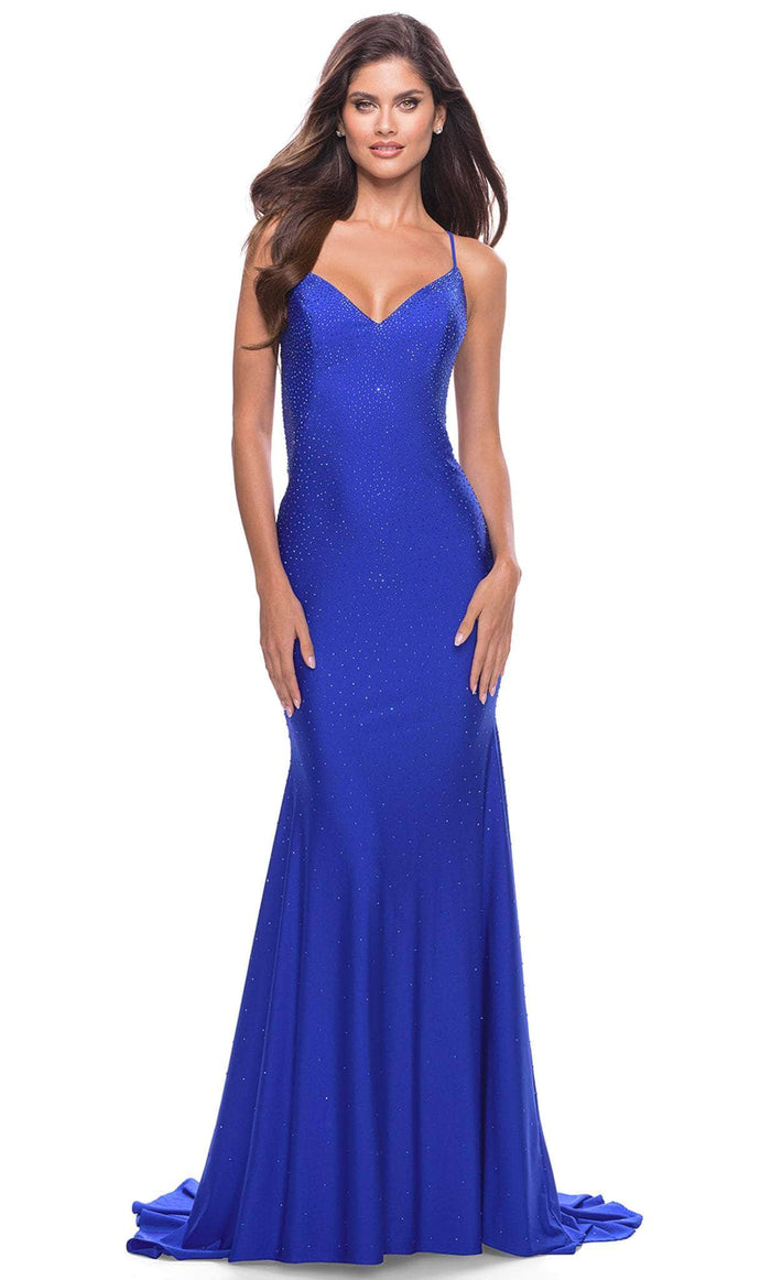 La Femme 31279 - Sleeveless Jersey Prom Gown Special Occasion Dress 00 / Royal Blue