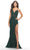 La Femme 31288 - Lace Prom Dress with Slit Special Occasion Dress 00 / Dark Emerald