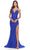 La Femme 31288 - Lace Prom Dress with Slit Special Occasion Dress 00 / Royal Blue