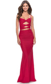La Femme Twist Front Cut Out Jersey Prom Dress in Red at Nordstrom, Size 8