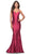 La Femme 31295 - V-Neckline Mermaid Evening Dress Special Occasion Dress 00 / Deep Red