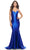 La Femme 31295 - V-Neckline Mermaid Evening Dress Special Occasion Dress 00 / Royal Blue