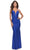 La Femme 31301 - Plunging V-neck Sleeveless Prom Dress Special Occasion Dress 00 / Royal Blue