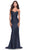 La Femme 31322 - Metallic Mermaid Prom Dress Special Occasion Dress 00 / Navy