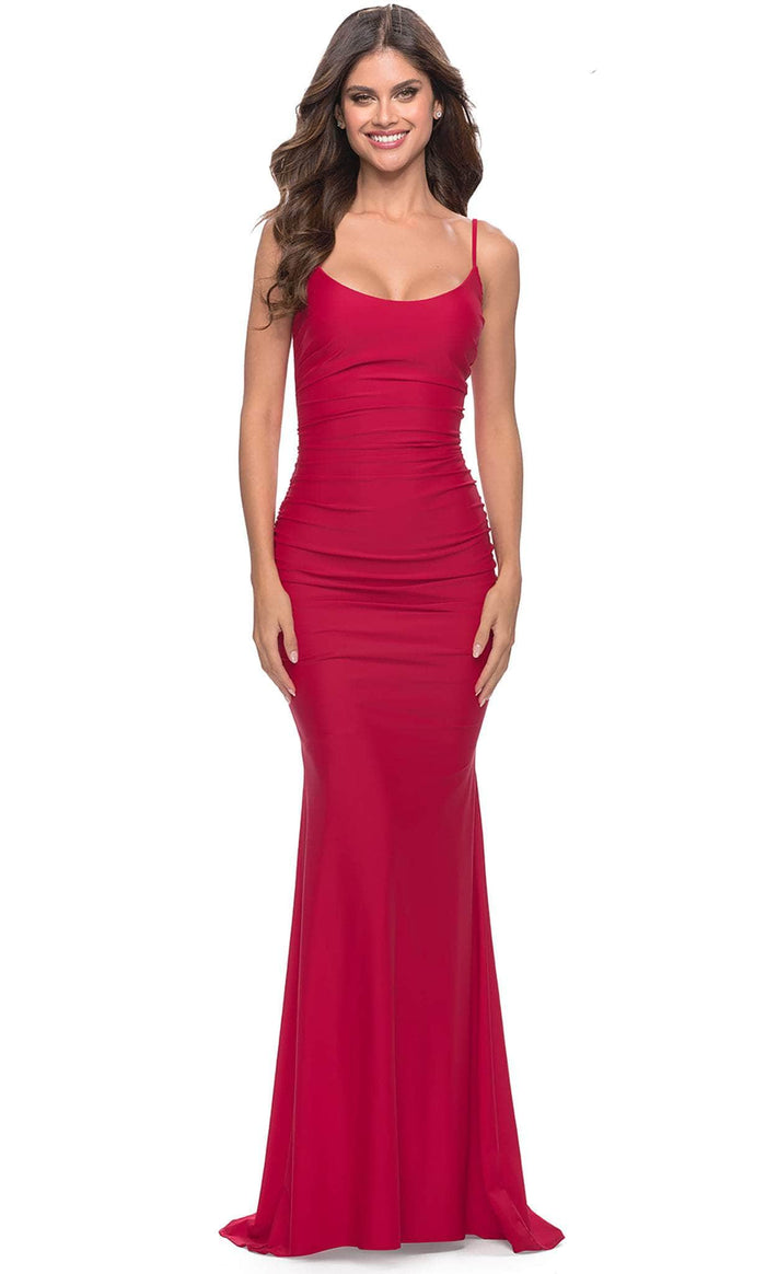La Femme 31330 - Scoop Sheath Prom Dress Special Occasion Dress 00 / Red