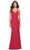 La Femme 31331 - V Neck Pleated Prom Dress Special Occasion Dress 00 / Red