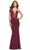 La Femme 31334 - Open Lace Up Back Prom Dress Special Occasion Dress 00 / Dark Berry