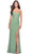 La Femme 31335 - V-Neck Ruched Jersey Long Dress Special Occasion Dress 00 / Sage