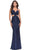 La Femme 31339 - Embellished Cutout Evening Dress Special Occasion Dress 00 / Navy