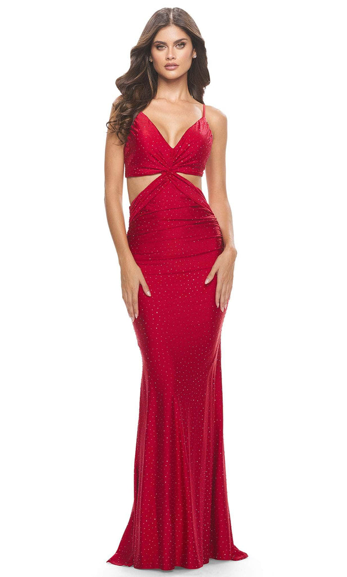 La Femme 31339 - Embellished Cutout Evening Dress Special Occasion Dress 00 / Red