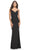 La Femme 31341 - V-Neck Rhinestone Accent Evening Dress Special Occasion Dress 00 / Black