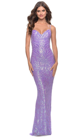 La Femme 31390 - Print Sequin Evening Dress