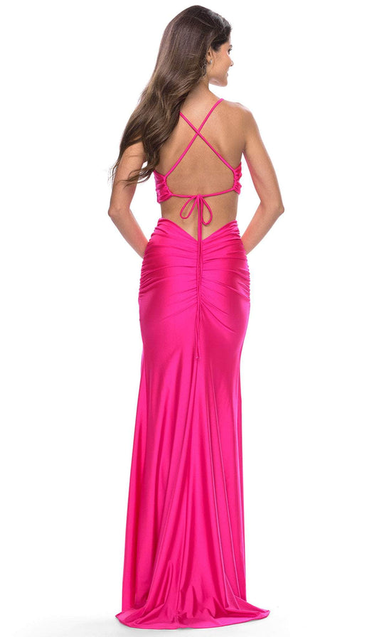 La Femme 31400 - V Neck Cutout Evening Dress