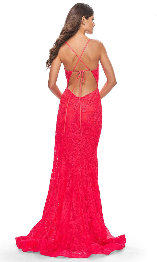 La Femme 31404 - Illusion Side Slit Evening Dress